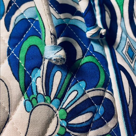 Vera Bradley Drawstring Backpack Blue White Green - Picture 15 of 16